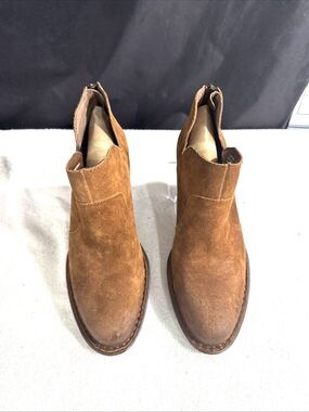 Born Bootie Brown Suede Leather Back Zip Low Cut Ankle Boots sz 8 Preowned